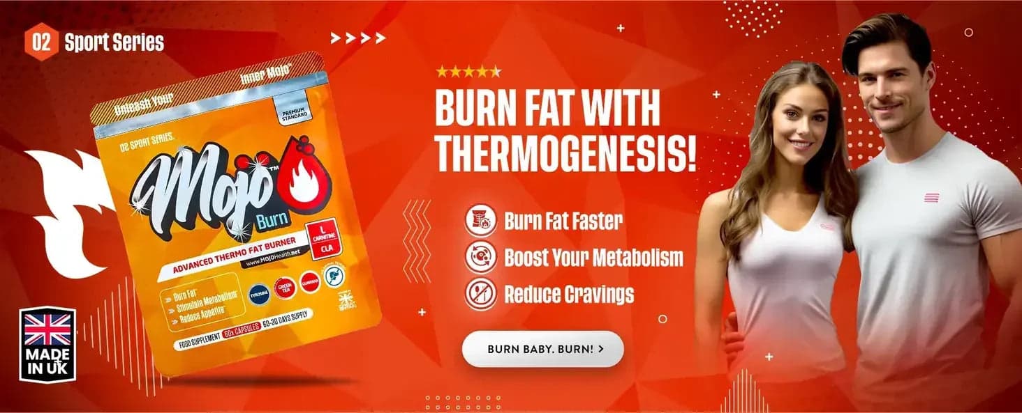 Mojo Burn — brûleur de graisses thermogénique avancé : brûler les graisses plus vite, stimuler le métabolisme, réduire les envies. Brûlez bébé, brûlez !